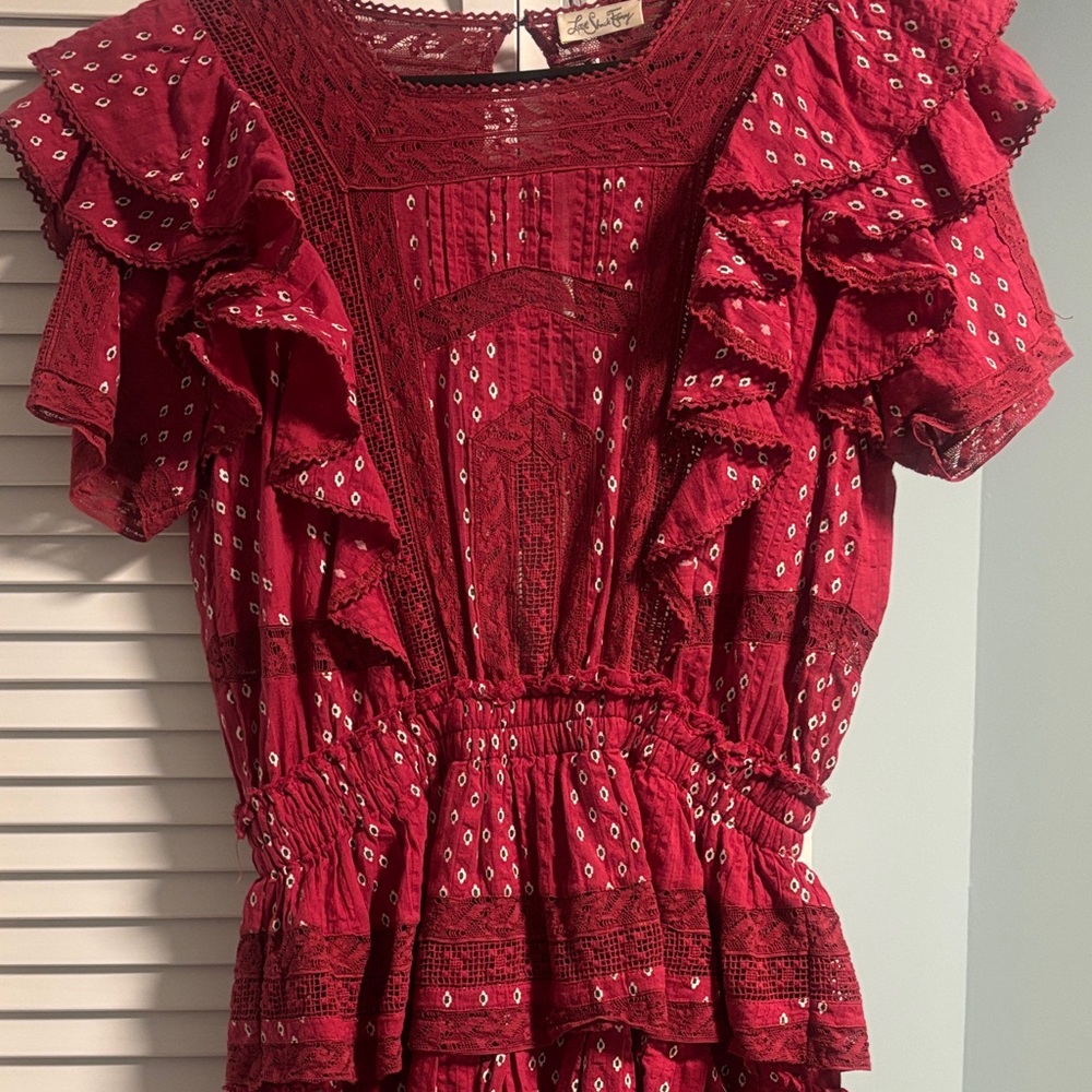 Love Tree Red Ruffle Blouse